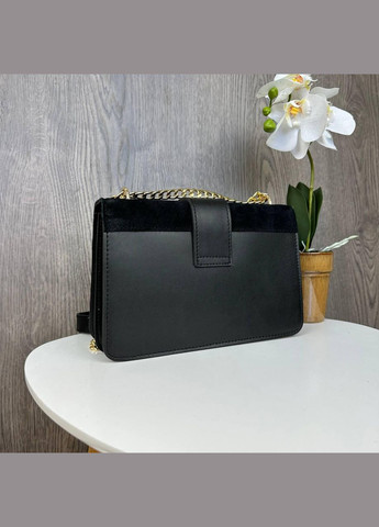 Замшевая мини сумочка клатч с цепочкой и вставкой из экокожи золотая (sku_1338Г) No Brand (330576906)