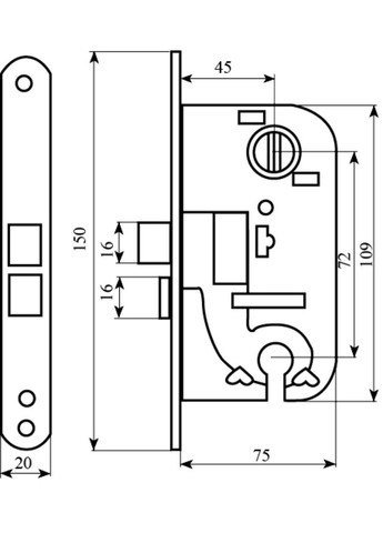 Механизм замка 2018 72мм латунь ВР "СOMIT" Comit (322520529)