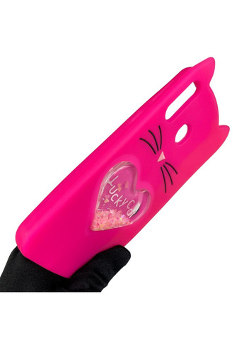 Чехол для Galaxy M30 SM-M305F детский 3д в форме котика переливашка сердечко на самсунг м30 малиновый Samsung (366018778)