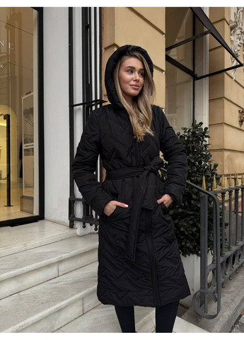 Черная демисезонная женская куртка пальто куртка-пальто FINO Mode