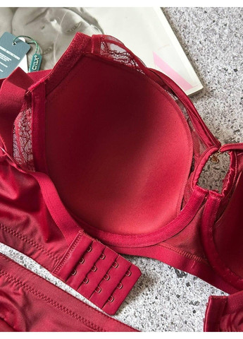 Бордовый комплект нижнего белья на чашку d бюстгальтер + трусики бордовый CHLX