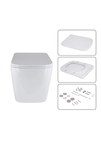 Готове рішення для ванної кімнати: підвісний унітаз Tern 525x345x360 + комплект інсталяції Nest 4 в 1 (лінійна клавіша White) Qtap QT17332303AW47511 (337514838)