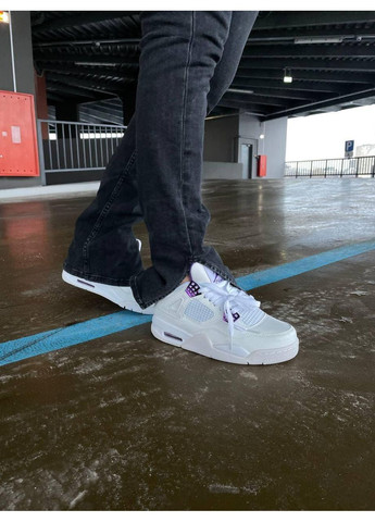 Белые демисезонные кроссовки мужские nike air jordan retro 4 metallic purple найк аир джордан No Brand