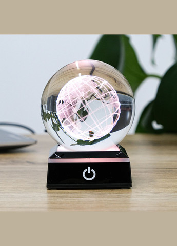 3D Лазерна кришталева куля Земля з LED підсвічуванням та USB см (MH-Q0199-2-8D) Гранд Презент (326800792)