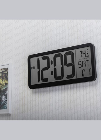 Часы настольные электронные LCD Premium LARGE c термометром (черный), будильник Losso (322776863)