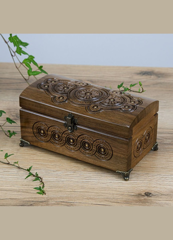 Шкатулка Дерев'яна різблена на ніжках горіх 21*11 см (СДС 050 пряма) Гранд Презент (341302630)