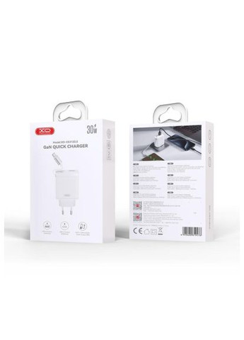 Зарядний пристрій 1xUSB-C + 1xUSB QC30W GaN + cable USB-C to USB-C white (-CE31) XO 1xUSB-C + 1xUSB QC30W GaN + cable USB-C to USB-C w (370018046)