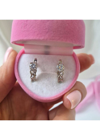 Срібні сережки Палички із Білими каменями срібло 925 проби Родоване 82155б 2.67г Nobrand (370438608)