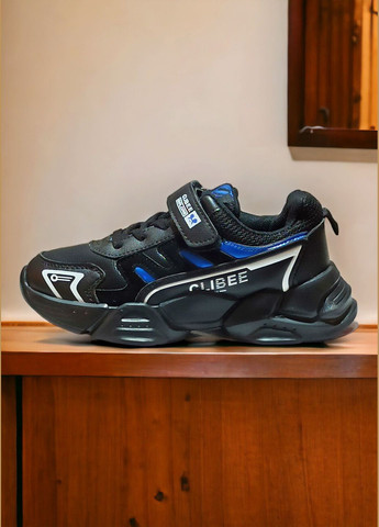Чорні Осінні кросівки для хлопчика е-80 чорні з синім Clibee