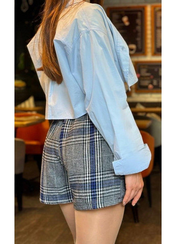 Шорти жіночі в синю клітинку сірі No Brand (316089196)