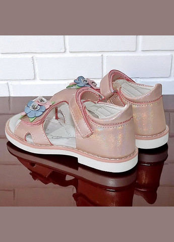 Розовые повседневные, праздничные открытые ортопедические босоножки сандалии на липучках для девочки летняя обувь Clibee на липучке