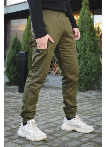 Чоловічі штани карго на флісі з накладними кишенями хакі/3XL Intruder (372111052)