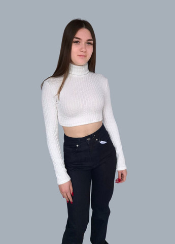 Молочний демісезонний светр жіночий укорочений однотонний Bershka