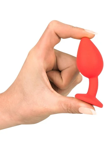 Анальная пробка 100% силиикон с камнем Red Silicone Red S, 7,5 х 2,8 см No Brand (303898102)