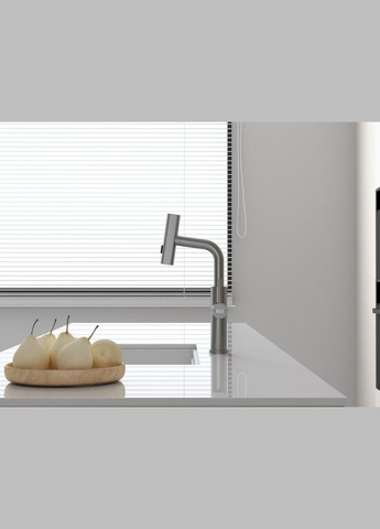 Змішувач на кухню водоспад із висувною лійкою графіт LGr-35 Nett (337718076)