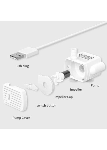 Водяной насос для поилки кошек и собак с USB-питанием Тихий сменный мотор для фонтанчика No Brand (362412770)