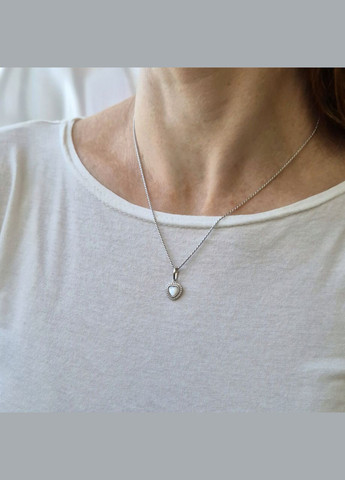 Срібна підвіска Серце з Перламутром срібло 925 проби Родоване 89113б 1.09г No Brand (335809507)