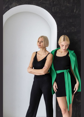 Черное повседневный женское мини-платье из эластичного трикотажа с разрезом (2301) Triko Bakh