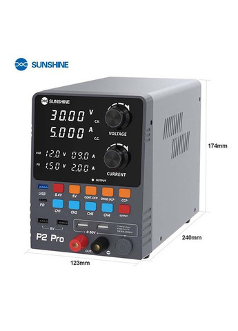 Блок живлення P2 Pro трансформаторний / 4 канали пам'яті / Type-C 65W / 5A / 30V Sunshine (311590305)