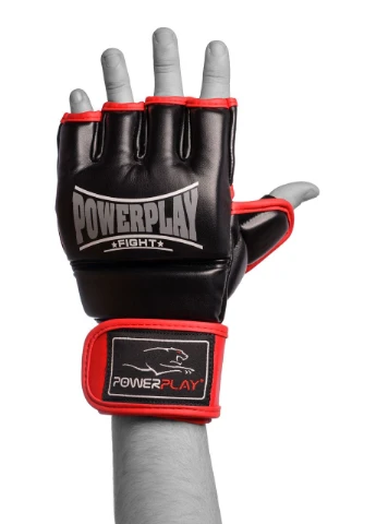 Рукавиці для MMA 3058 Чорно-Червоні PowerPlay (345715062)