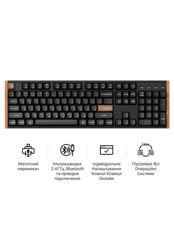 Клавіатура бездротова K10 HE Magnetic Switch Black RGB (K10H-F1-UA) Keychron (394714668)