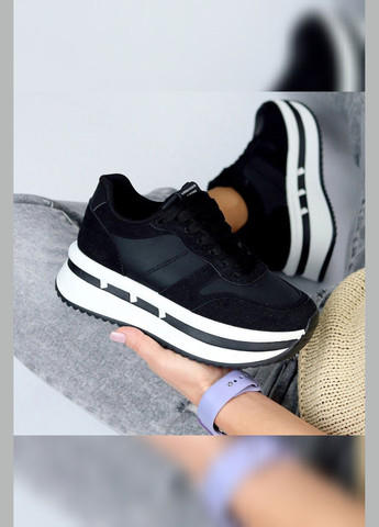 Чорні літні кросівки жіночі спортивні чорні літні для жінок з білою підошвою на платформі Viki кросівки
