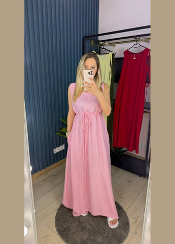 Розовое повседневный платье женское Гермес однотонное