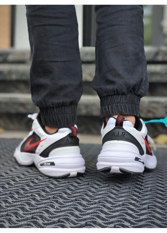 Белые демисезонные кроссовки мужские nike air monarch black white red logo найк аир белые No Brand