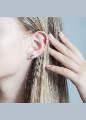 Серебряные серьги-пусеты Полумесяца без камней Каштан (342335555)