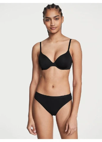 Трусики-бікіні жіночі з мікрофібри Seamless Bikini Panty чорні Victoria's Secret (365686097)