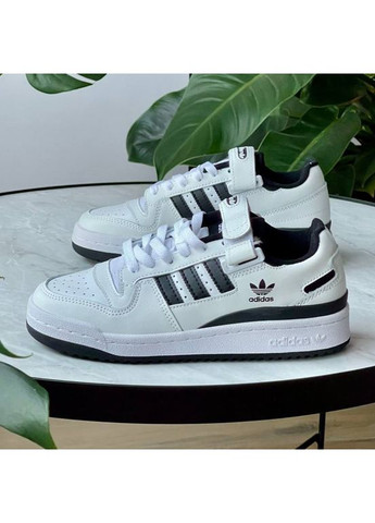 Кроссовки женские и мужские Adidas Forum Low White Black | Адидас Форум низкие белые No Brand белые демисезоны (362207196)