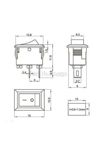 Выключатель клавишный (кулисный) ON-OFF 10х15мм Huada (301085335)