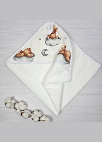 Рушник куточок a.l.babybox Теді на хмаринці 80х80 Білий No Brand малюнок білий
