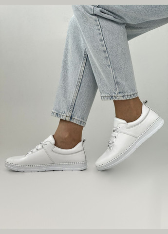 Белые кеды кожаные на полную ногу Rovigo