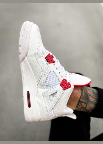 Белые всесезонные кроссовки мужские и женские nike air jordan 4 retro metallic red white | найк аир джордан 4 ретро белые No Brand