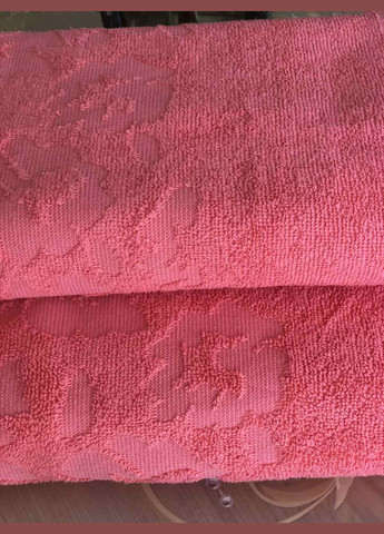 Катруся рушник махровий жакардовий квіти 70х140 квітковий рожевий виробництво - Україна