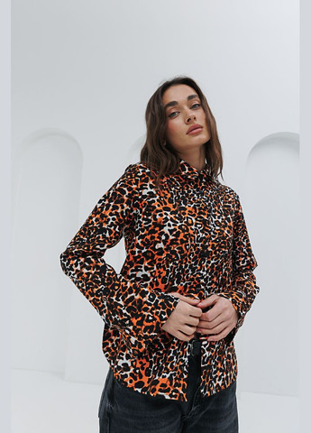 Жіноча сорочка молочна з леопардовим візерунком Arjen (289787495)