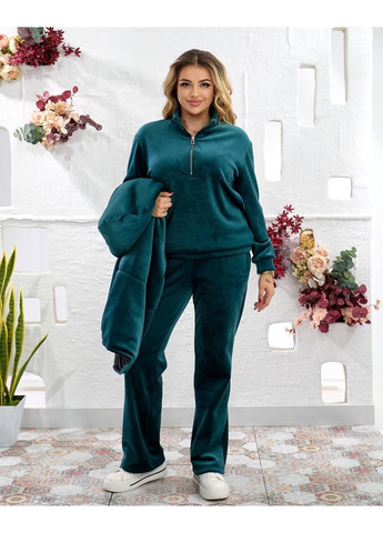 Женский теплый велюровый костюм тройка с жилеткой No Brand (363320580)