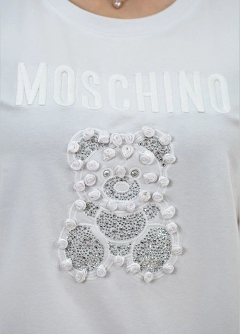 Біла літня футболка жіноча з коротким рукавом Moschino