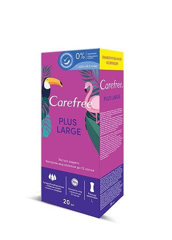Гигиенические ежедневные прокладки, большой размер, 20 шт Plus Large 20шт (791350-52850) Carefree (368609610)