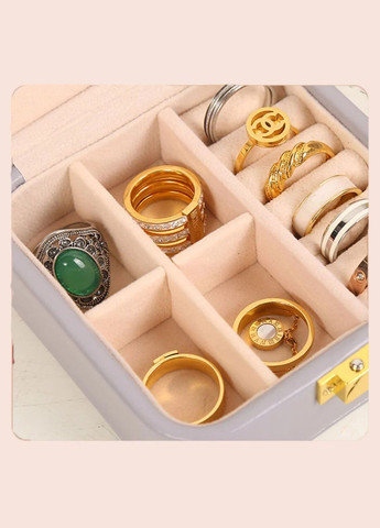 Оригинальная компактная двузонная шкатулка из эко-кожи с зеркалом серого цвета No Brand (316580424)