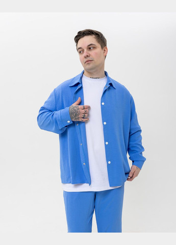 Голубой демисезонный костюм мужской. с рубашкой, брючный No Brand