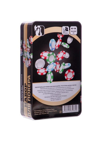 Фишки для покера в металлической коробке на 538-053 100 фишек SP-Sport (324220140)