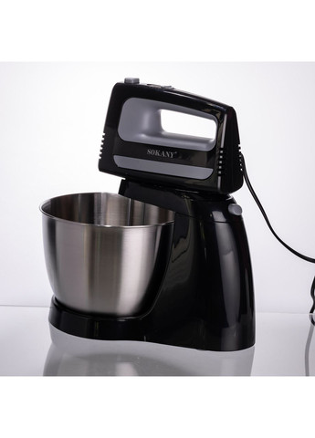 Стаціонарний міксер CX-6622 з чашею 3,5 л, 400 Вт, 5 швидкостей, 2 насадки Чорний Sokany (370974603)