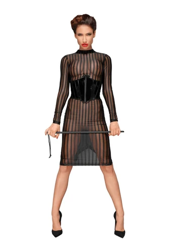 Черное платье с мокрым эффектом f182 classic dress made of elastic tulle, cherrylove Noir Handmade