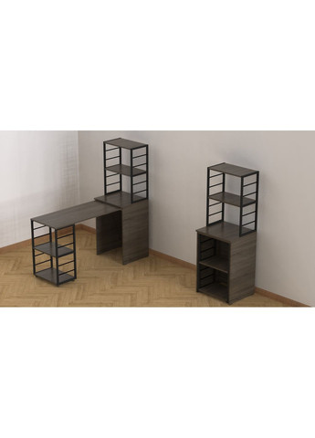 Стіл-тумба трансформер Смарт 3/2 з етажеркою 1430x1450x600 Чорний метал ДСП 16 мм (FRD-105120) Ferrum-decor (361944424)