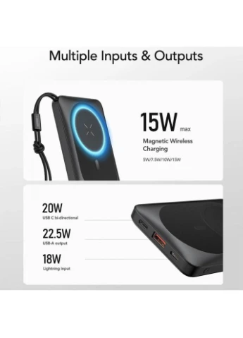 Повербанк Wireless 10000 мАг 22.5 Вт MagSafe чорний Veger (401882980)