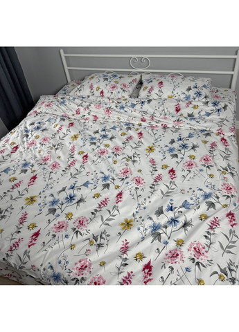 Постільна білизна полуторна біла Квіти Бязь Поліестер 33281 Ananasko (367912881)