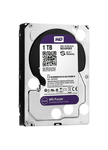 Накопитель HDD SATA 1.0TB WD Purple 5400rpm 64MB (WD10PURZ) Western Digital (335008148)