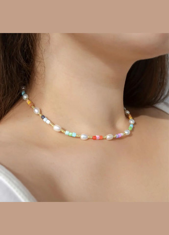 Чокер натуральный камень речной Жемчуг и Перламутр разноцветный фур-ра гип-н лимон золото d-4х8мм+- L-40-45см No Brand жемчуг (пресноводный), перламутр латунь золото (303140313)